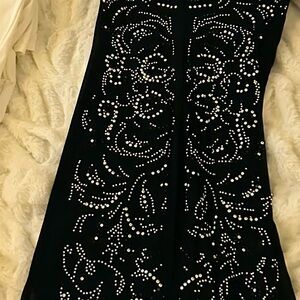 Black Dress with White Embellishments